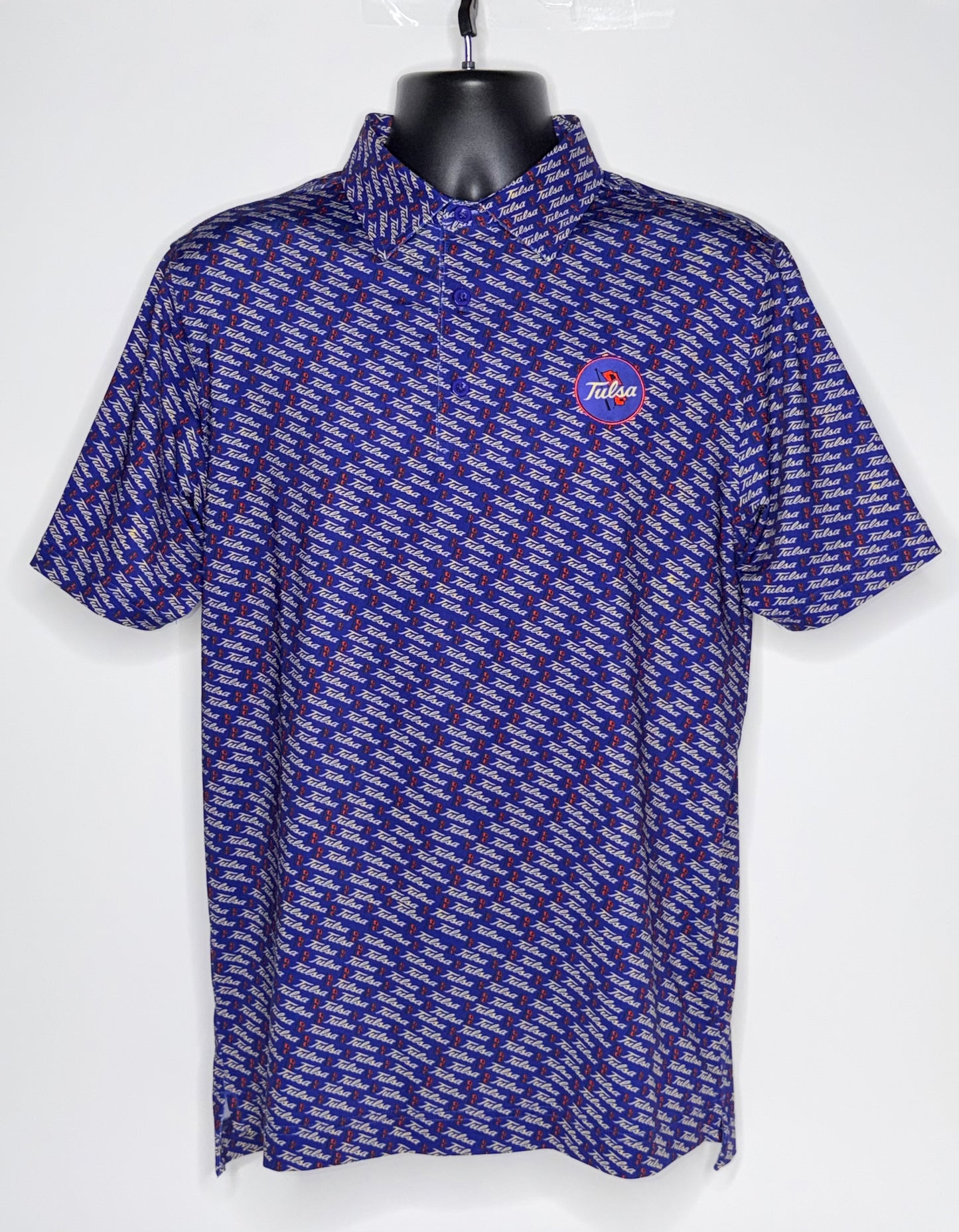 Diagonal Script and Flags Polo Shirt