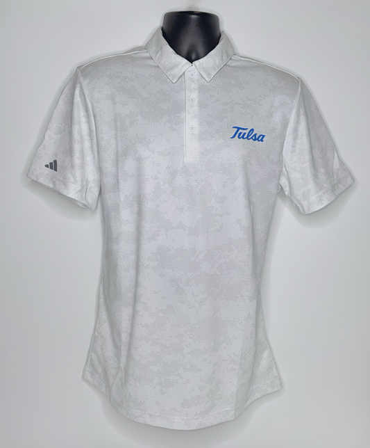 Tulsa Script All Over Camo Print Polo - White