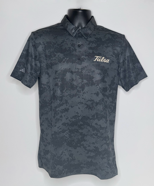 Tulsa Script All Over Camo Print Polo - Grey Six