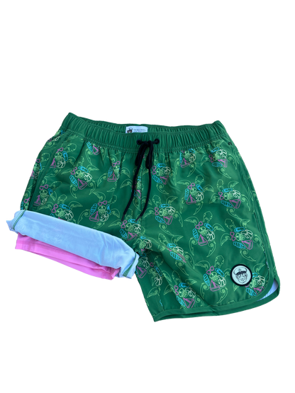 Green 2 in 1 Turtle Swimwear Short ORDER TODAY!