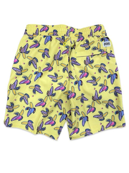 Kids Yellow Flying Banana Swim Trunks