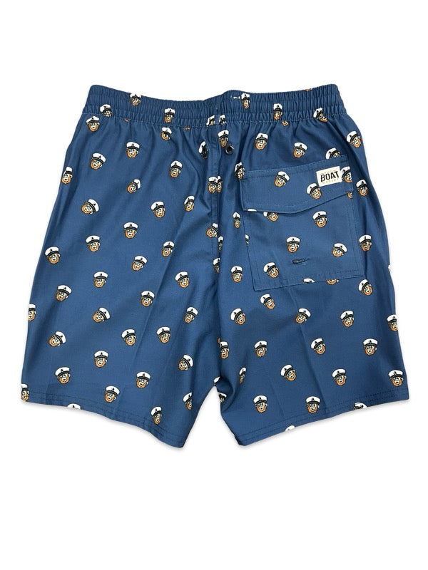 Kids Navy Monkey Swim Trunks