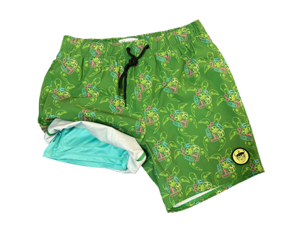 Green 2 in 1 Turtle Swimwear Short (PRE ORDERS Selling out Fast) June 1st Release date